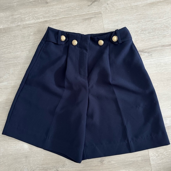 Zara Blue Bermuda Shorts with Gold Buttons - Picture 1 of 7
